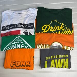 Vintage Mix Lot of 6 Mens Graphic Beer Novelty Tshirts Sz XL L